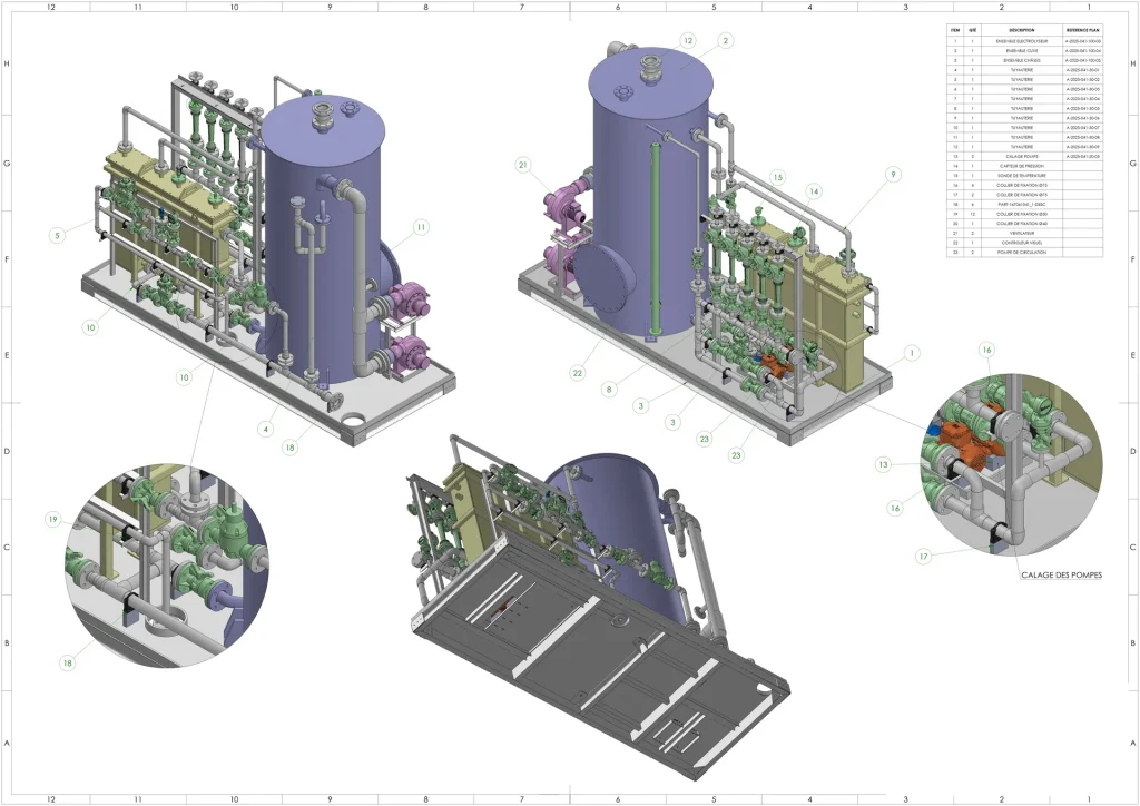 plan d ensemble skid industriels